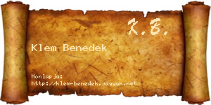 Klem Benedek névjegykártya
