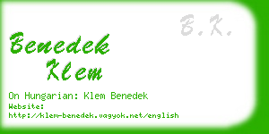 benedek klem business card